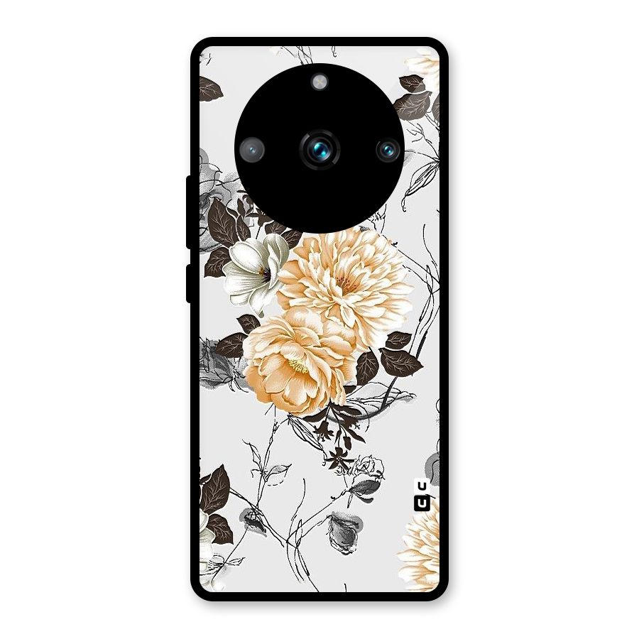 Yellow Floral Glass Back Case for Realme 11 Pro Plus