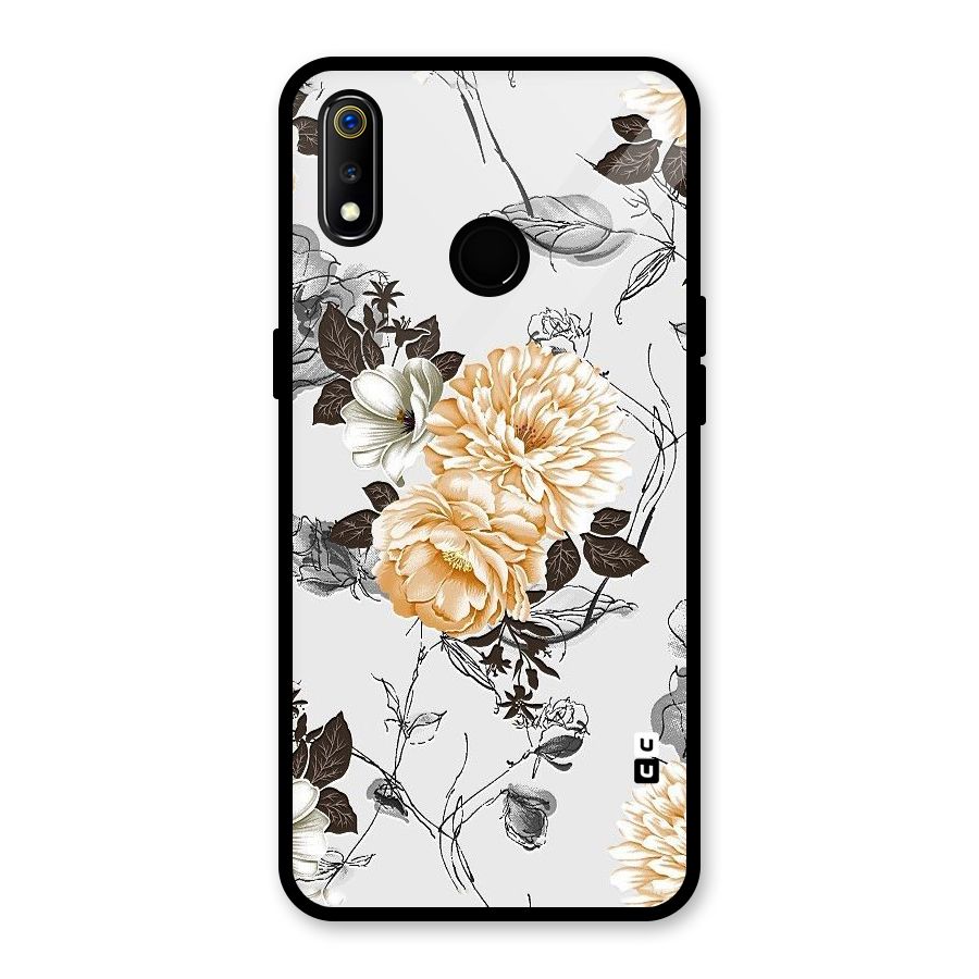 Yellow Floral Glass Back Case for Realme 3i