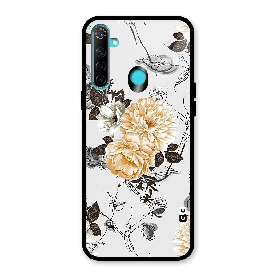 Yellow Floral Glass Back Case for Realme Narzo 10
