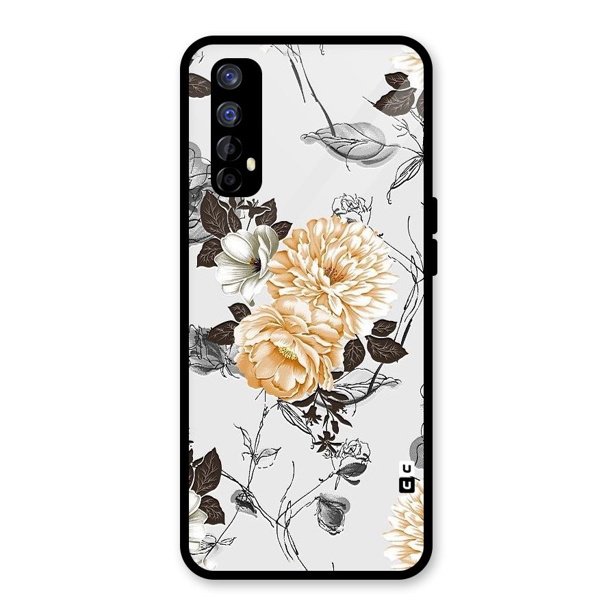 Yellow Floral Glass Back Case for Realme Narzo 20 Pro