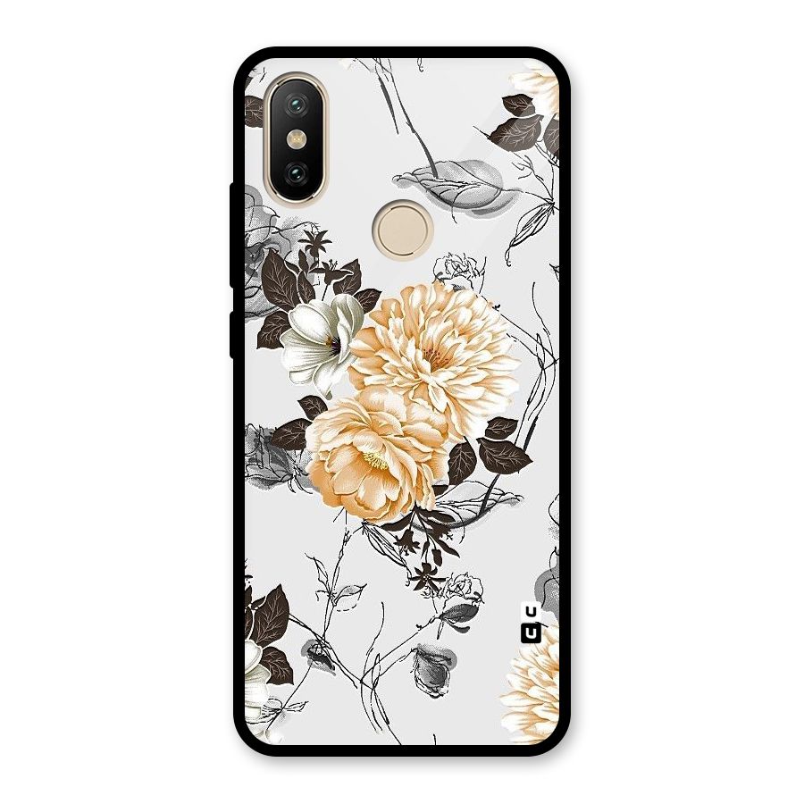 Yellow Floral Glass Back Case for Redmi A2