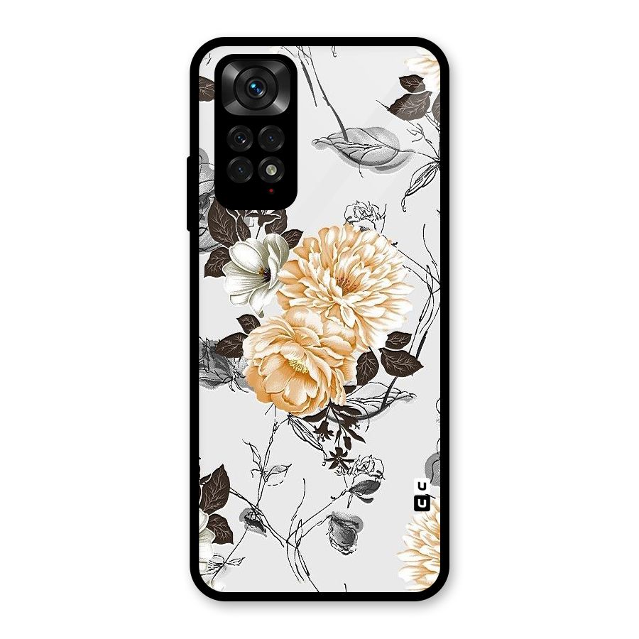 Yellow Floral Glass Back Case for Redmi Note 11S
