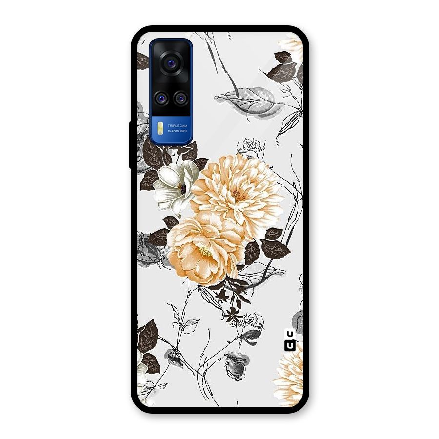 Yellow Floral Glass Back Case for Vivo Y31