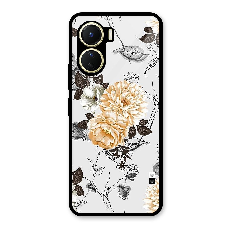 Yellow Floral Glass Back Case for Vivo Y56