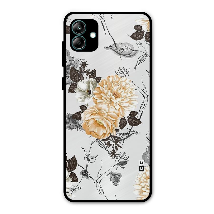 Yellow Floral Metal Back Case for Galaxy A04