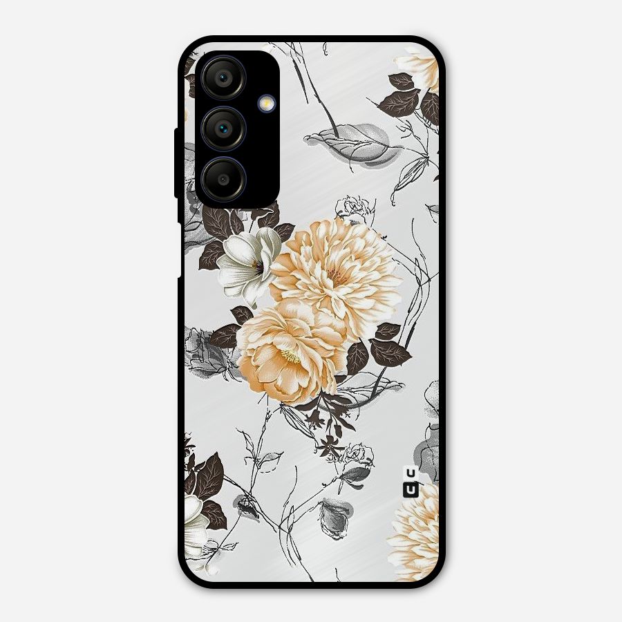 Yellow Floral Metal Back Case for Galaxy A15 5G