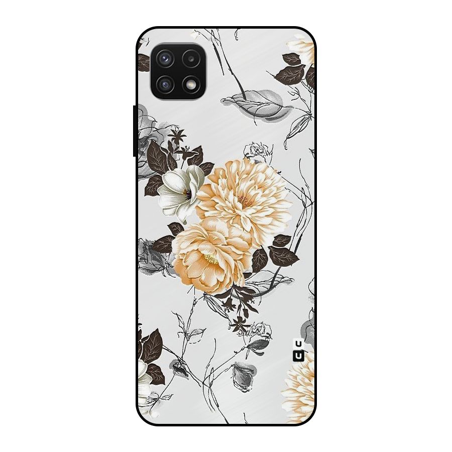 Yellow Floral Metal Back Case for Galaxy A22 5G