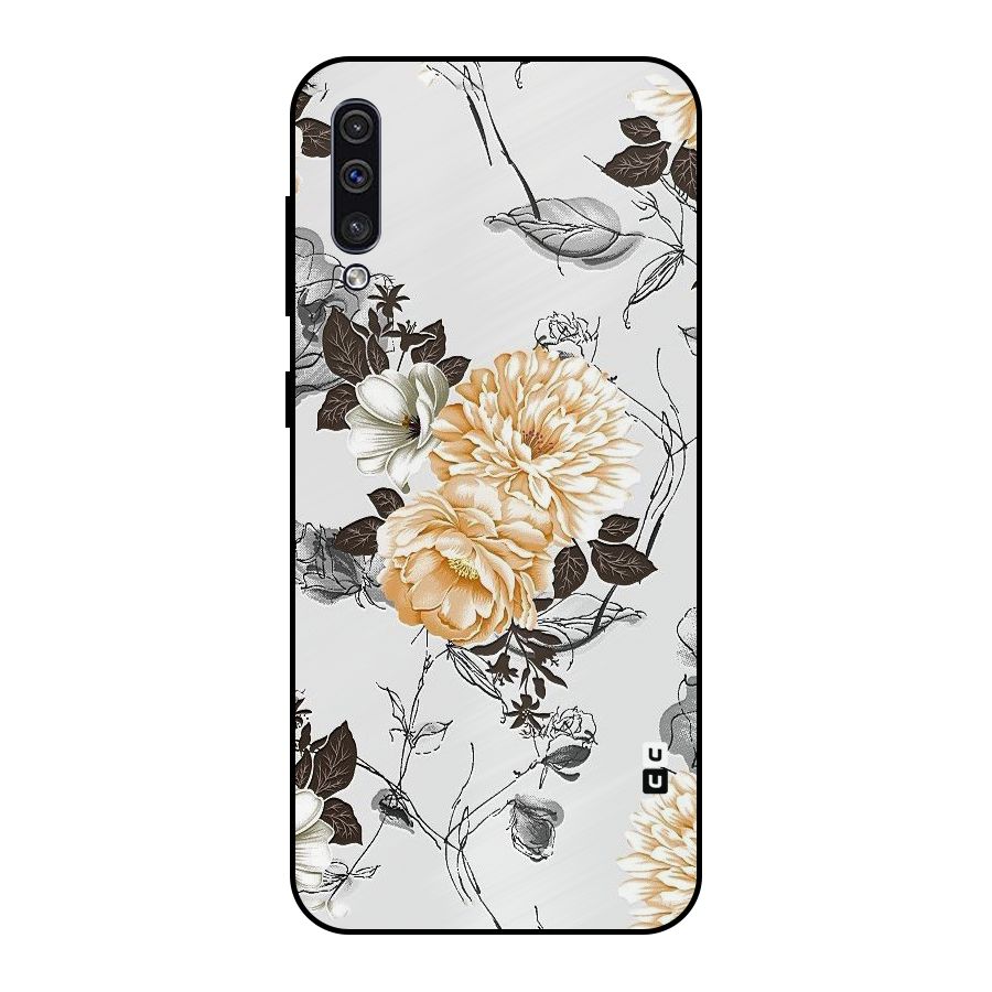 Yellow Floral Metal Back Case for Galaxy A30s