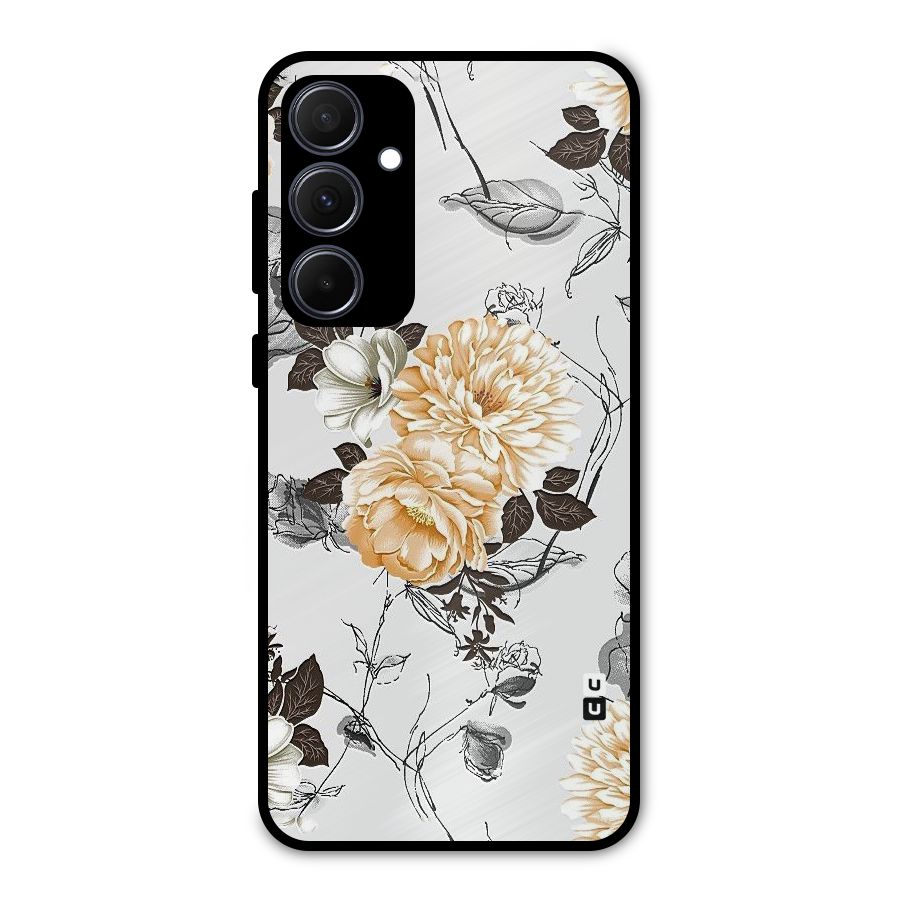 Yellow Floral Metal Back Case for Galaxy A35