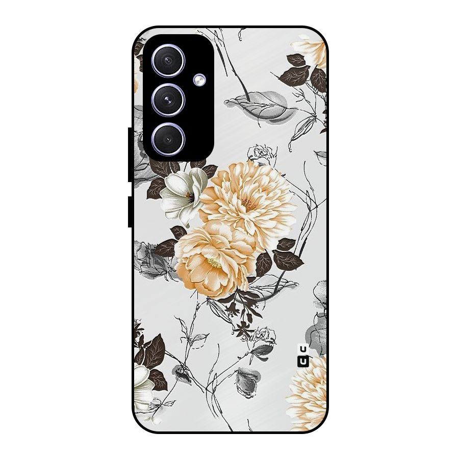 Yellow Floral Metal Back Case for Galaxy A54