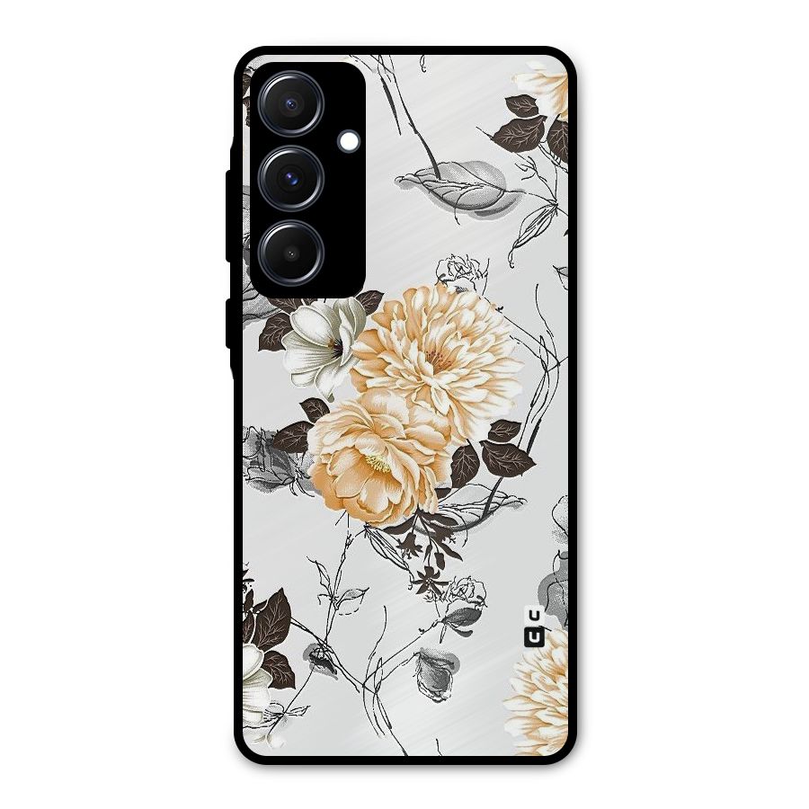 Yellow Floral Metal Back Case for Galaxy A55