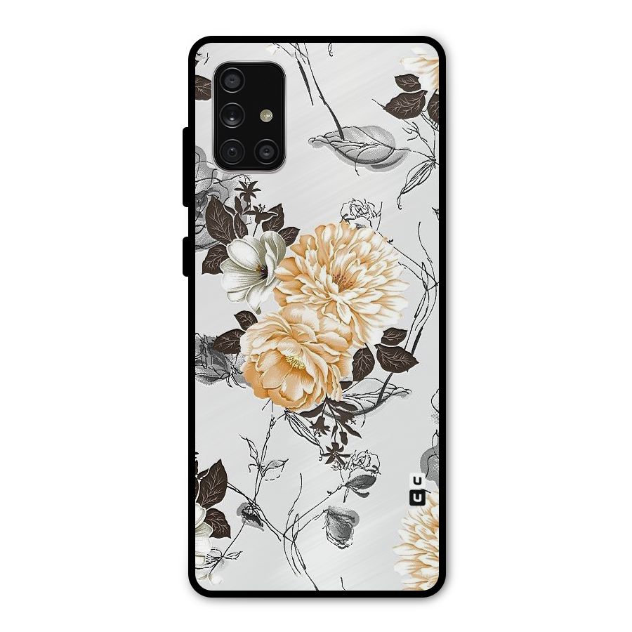 Yellow Floral Metal Back Case for Galaxy A71