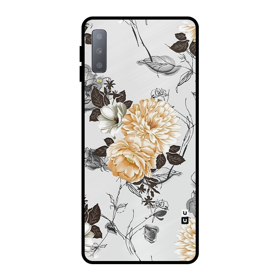 Yellow Floral Metal Back Case for Galaxy A7 (2018)