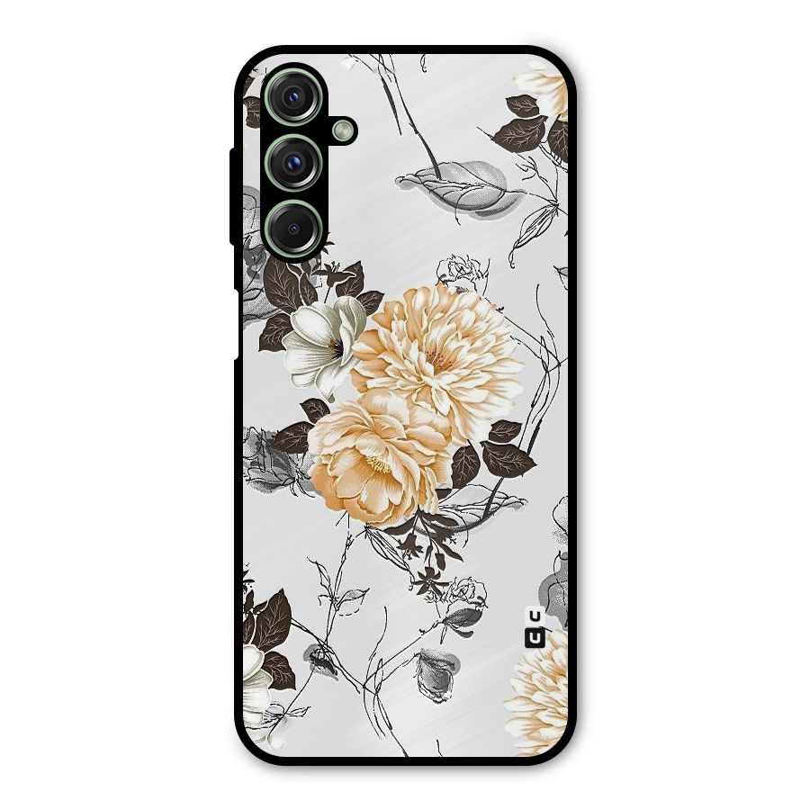 Yellow Floral Metal Back Case for Galaxy F34