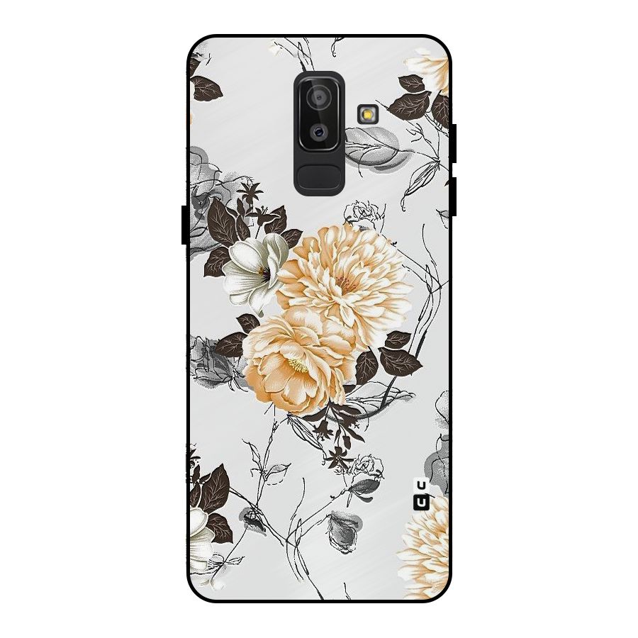 Yellow Floral Metal Back Case for Galaxy J8