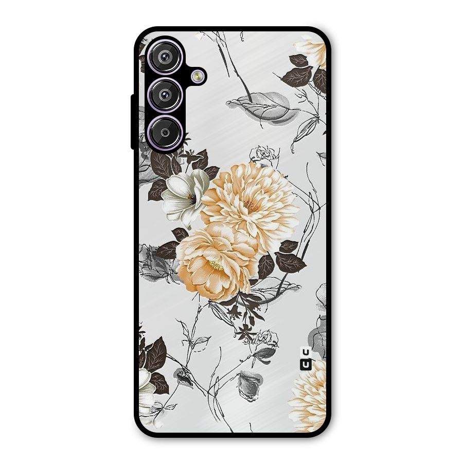 Yellow Floral Metal Back Case for Galaxy M15