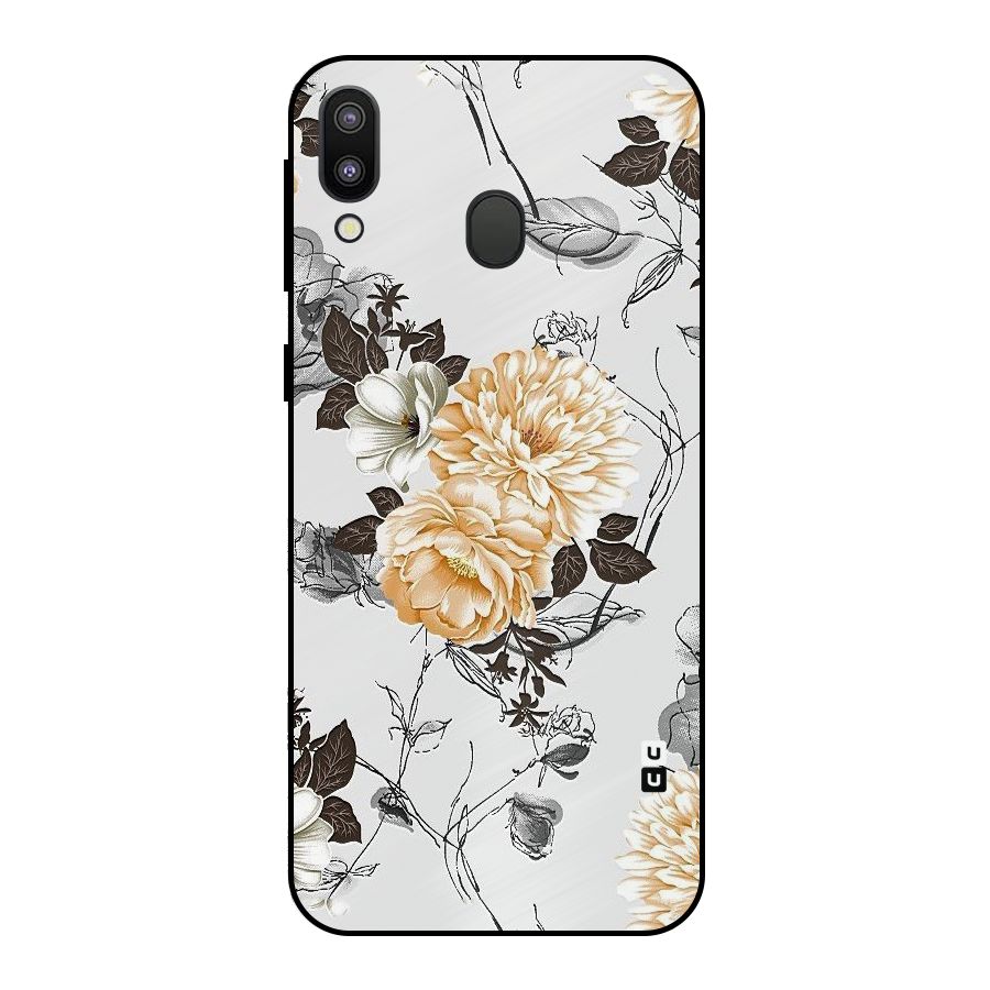 Yellow Floral Metal Back Case for Galaxy M20
