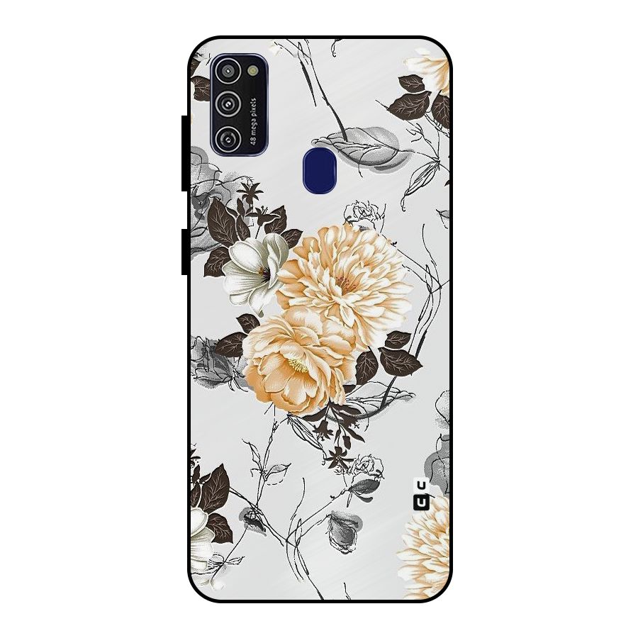Yellow Floral Metal Back Case for Galaxy M30s