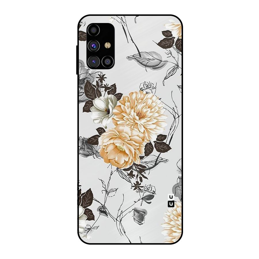 Yellow Floral Metal Back Case for Galaxy M31s