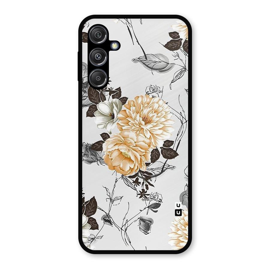 Yellow Floral Metal Back Case for Galaxy M34 5G