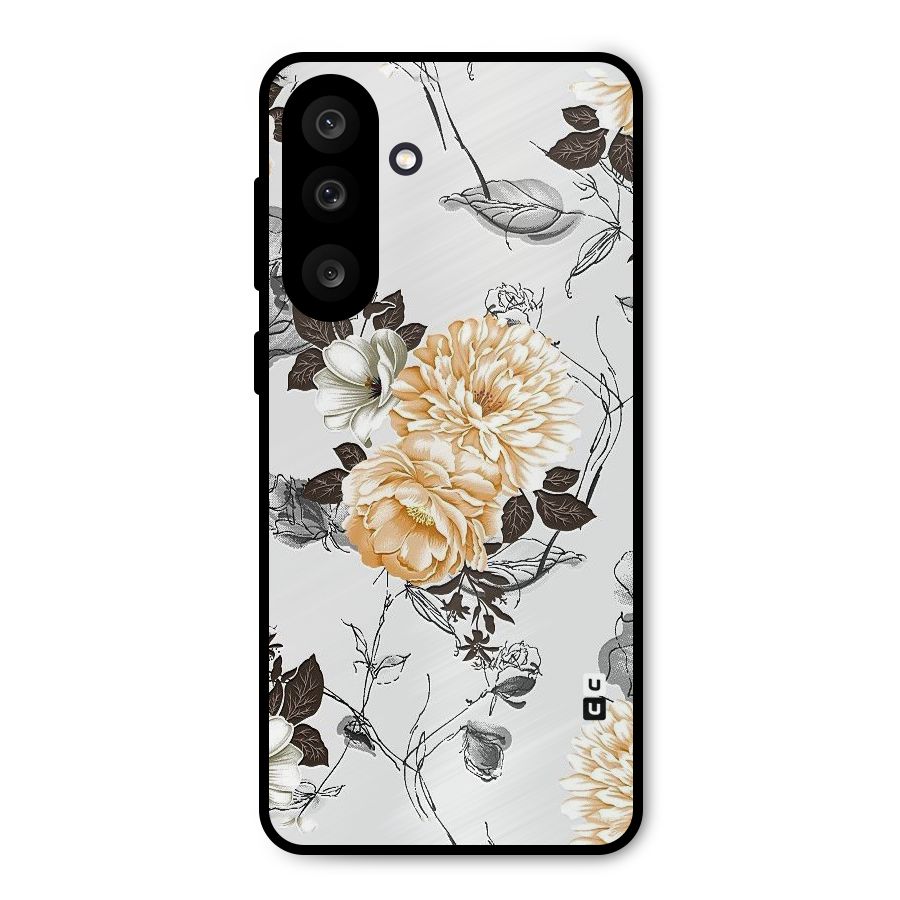 Yellow Floral Metal Back Case for Galaxy M56