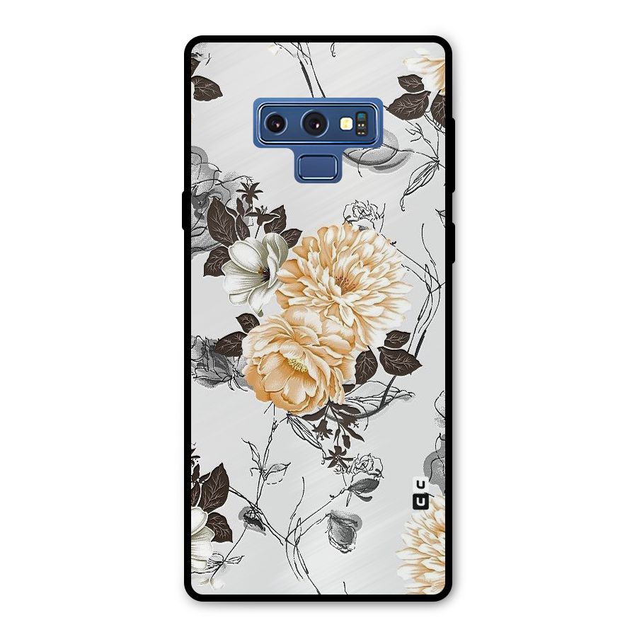 Yellow Floral Metal Back Case for Galaxy Note 9