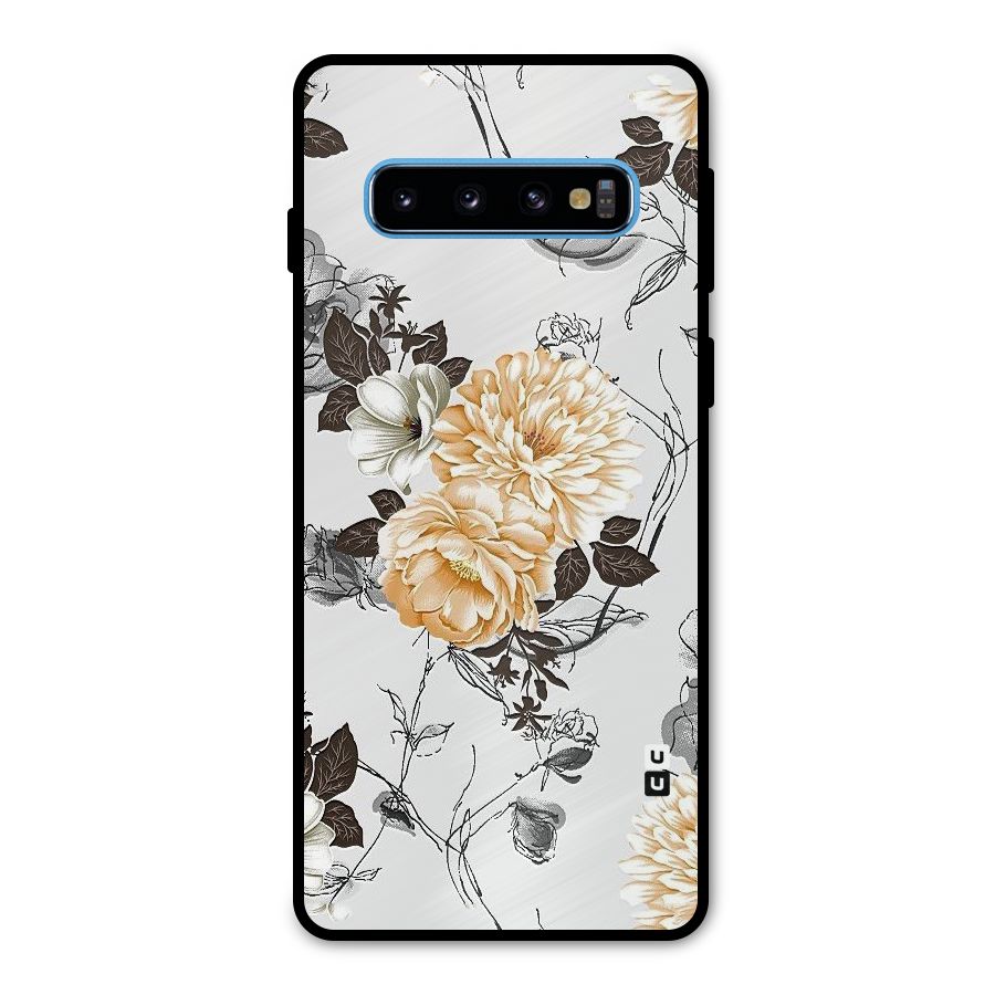 Yellow Floral Metal Back Case for Galaxy S10