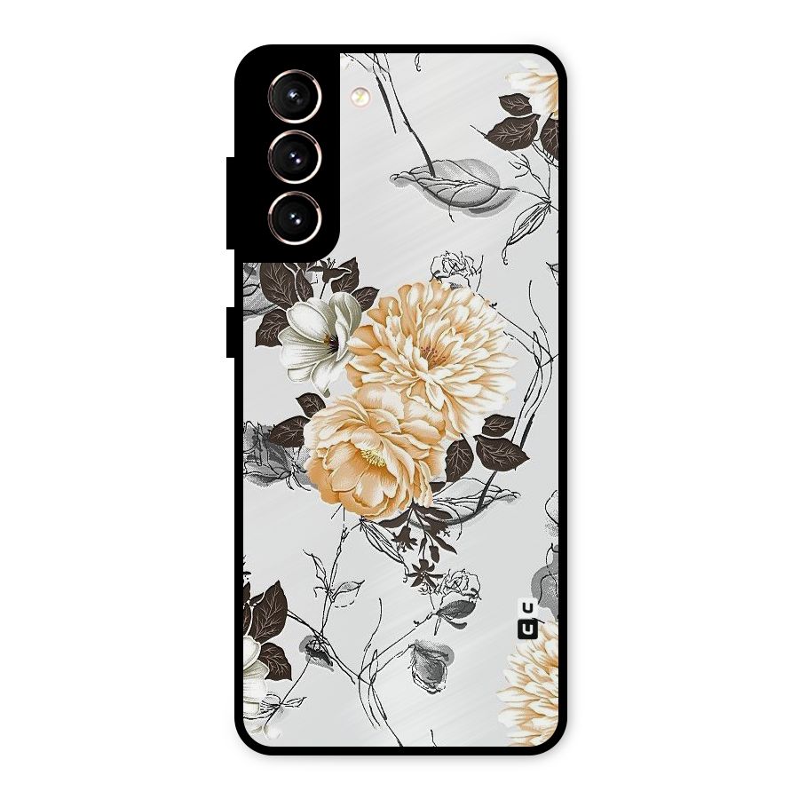 Yellow Floral Metal Back Case for Galaxy S21 5G