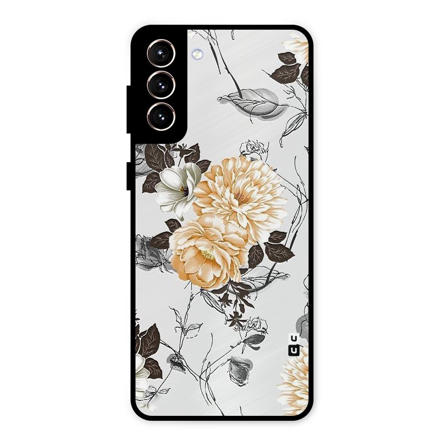 Yellow Floral Metal Back Case for Galaxy S21 Plus