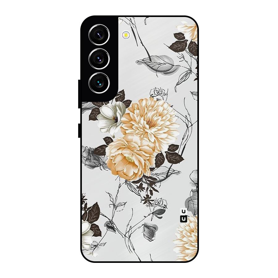 Yellow Floral Metal Back Case for Galaxy S22 5G