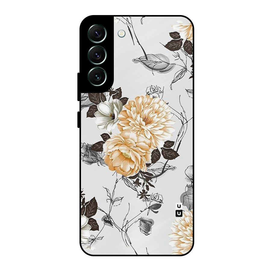 Yellow Floral Metal Back Case for Galaxy S22 Plus 5G