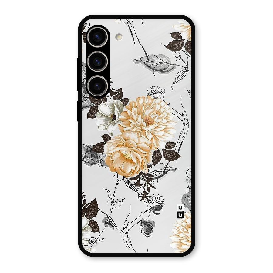 Yellow Floral Metal Back Case for Galaxy S23 Plus