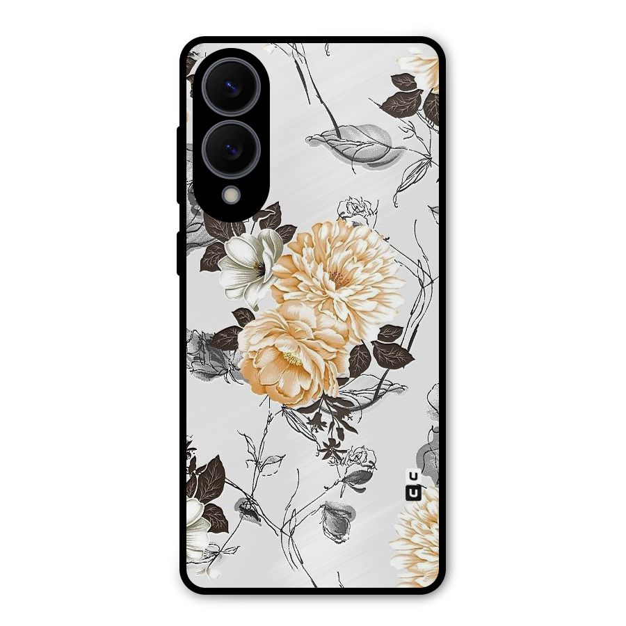 Yellow Floral Metal Back Case for Galaxy S25 Edge