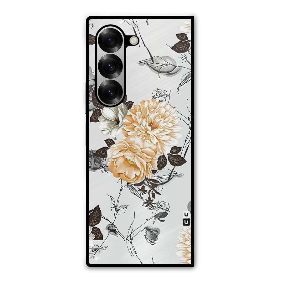Yellow Floral Metal Back Case for Galaxy Z Fold6