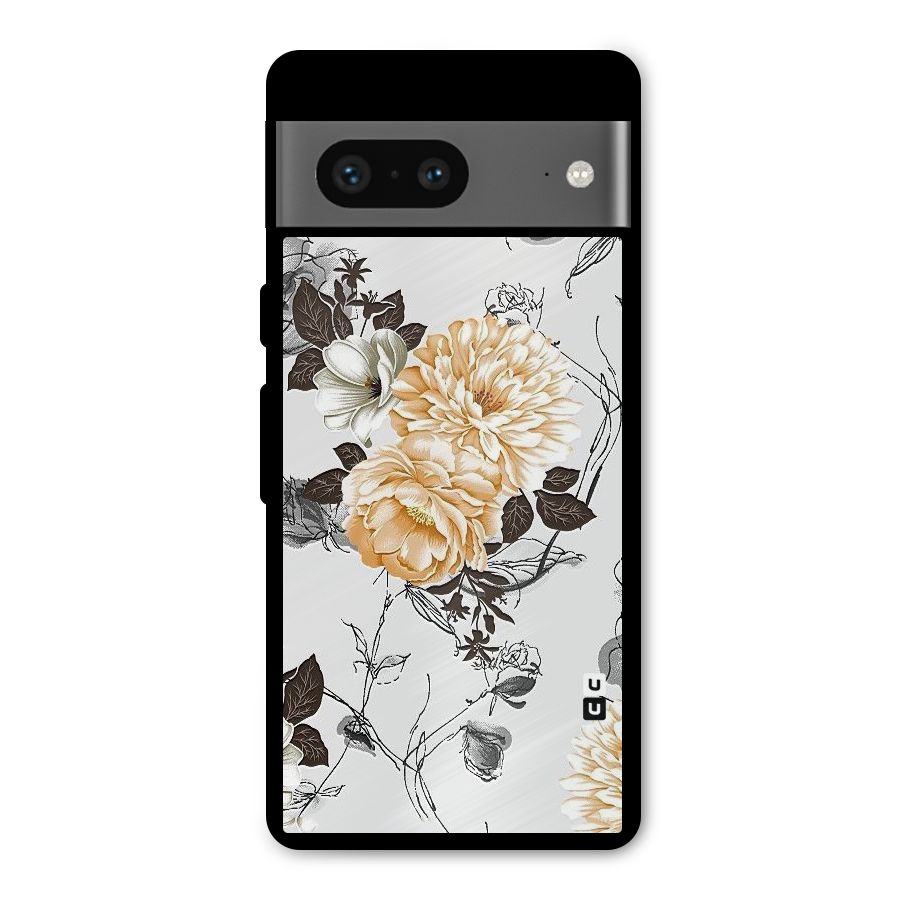 Yellow Floral Metal Back Case for Google Pixel 7