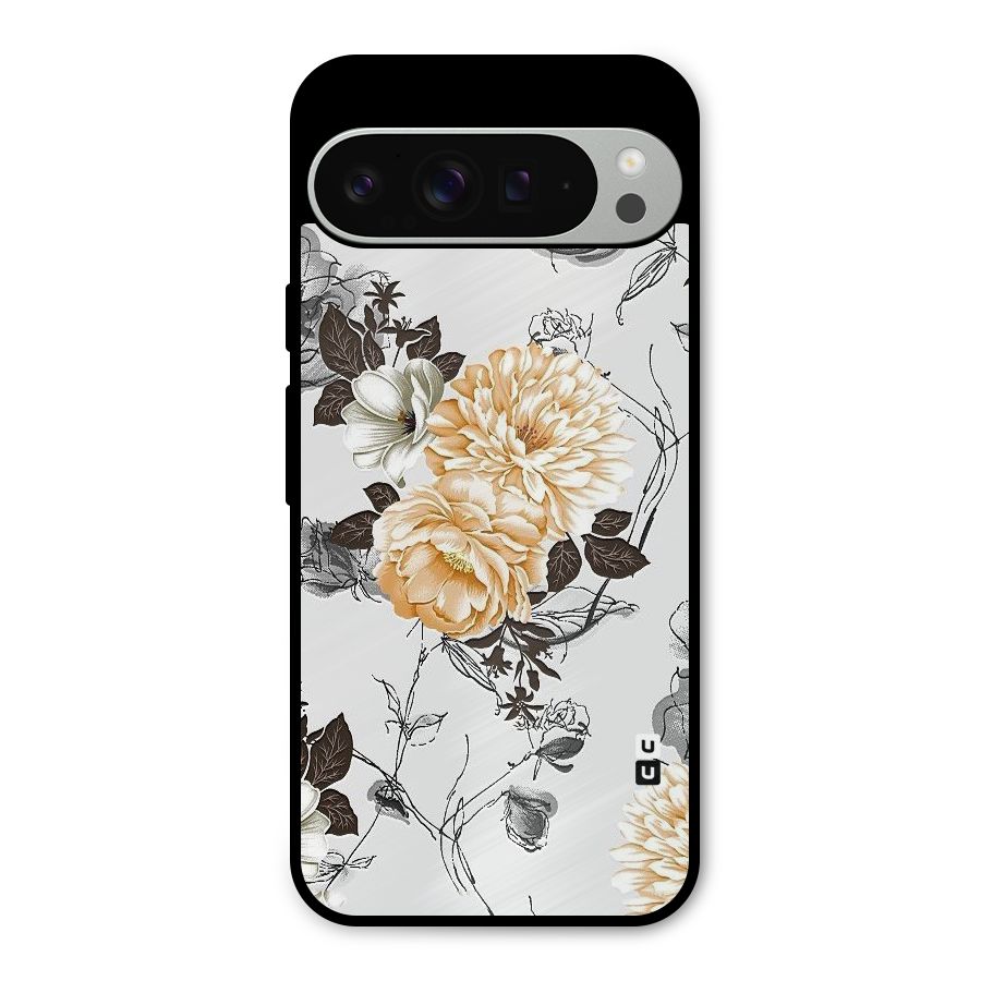 Yellow Floral Metal Back Case for Google Pixel 9 Pro XL