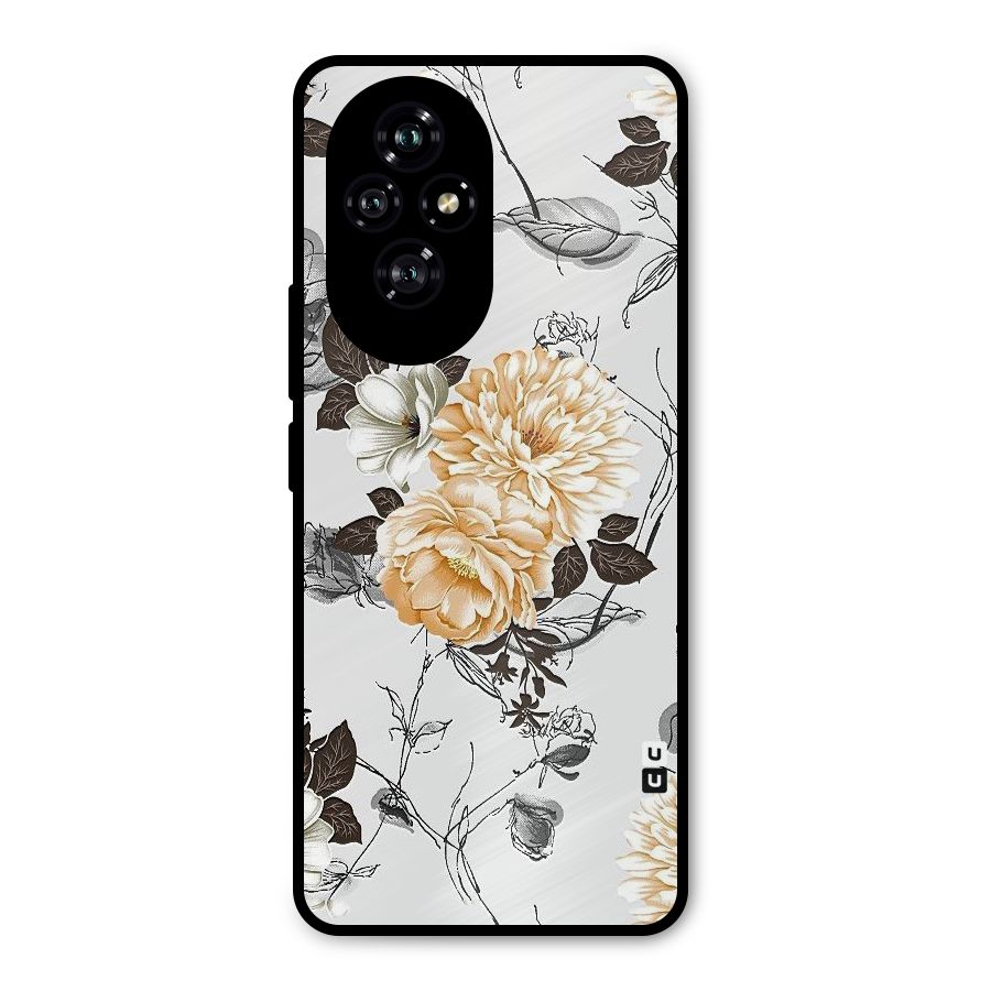 Yellow Floral Metal Back Case for Honor 200