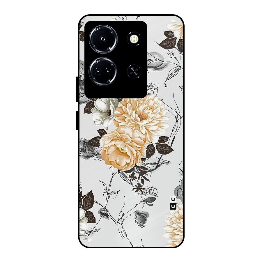 Yellow Floral Metal Back Case for Infinix Note 30 5G
