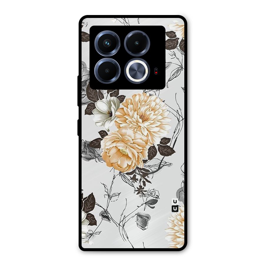 Yellow Floral Metal Back Case for Infinix Note 40 5G
