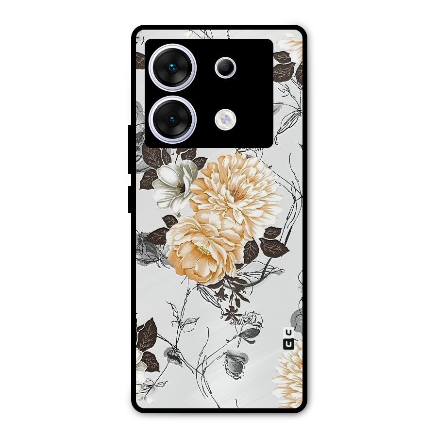 Yellow Floral Metal Back Case for Infinix Zero 30 5G