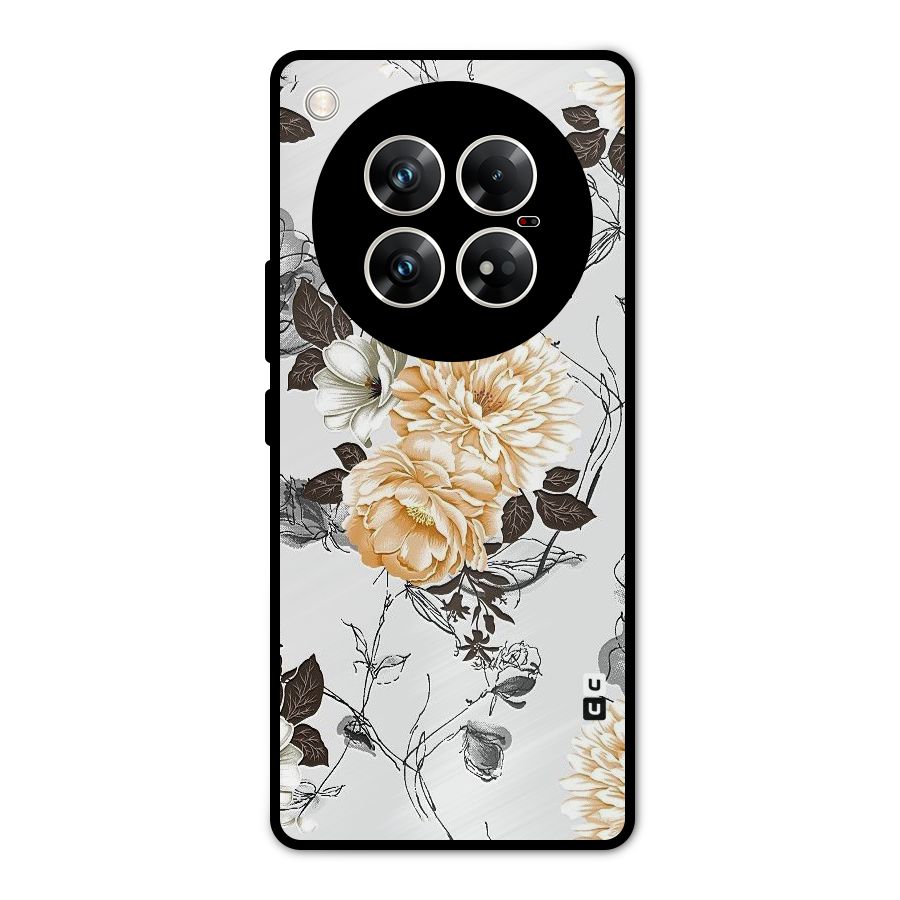 Yellow Floral Metal Back Case for Infinix Zero 40 5G