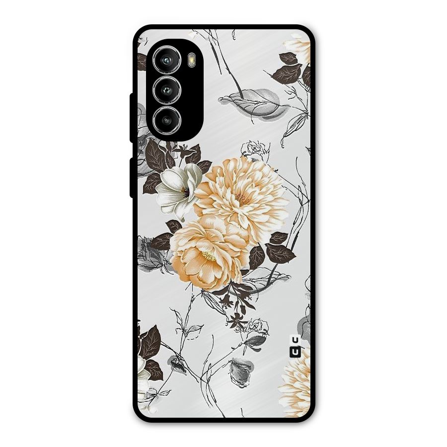 Yellow Floral Metal Back Case for Moto G52