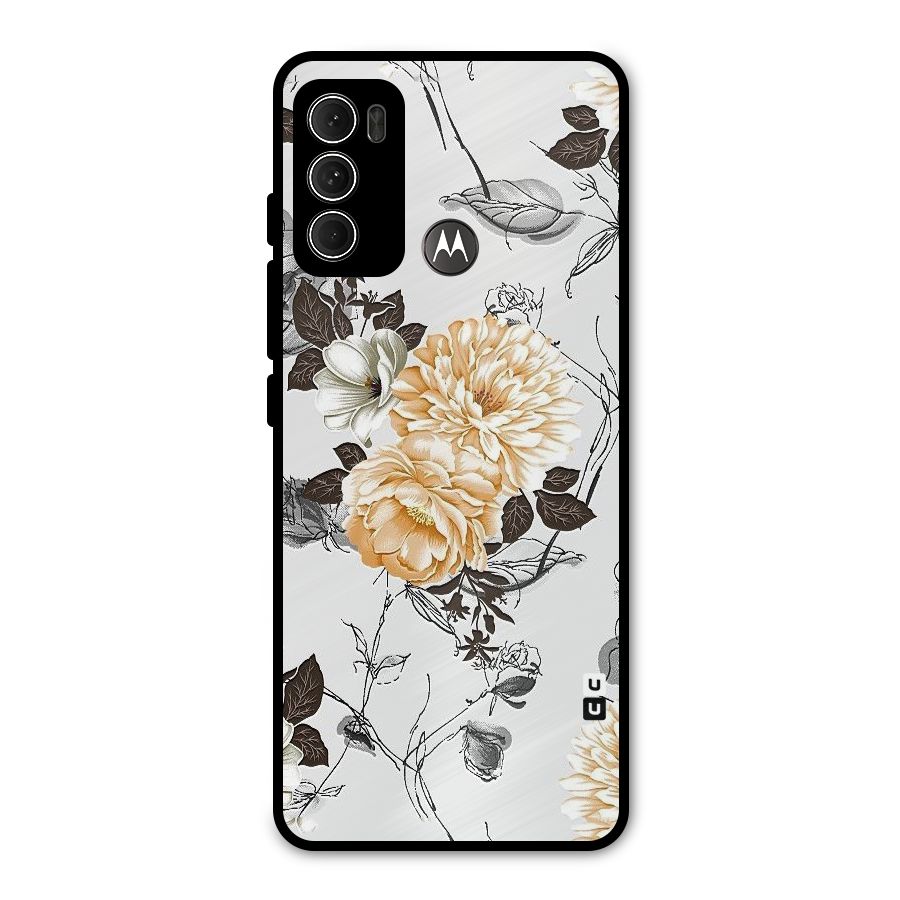 Yellow Floral Metal Back Case for Moto G60