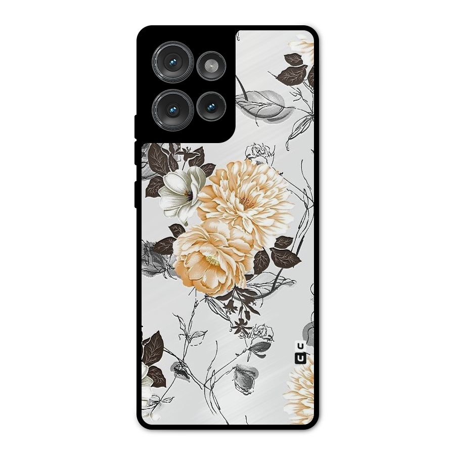 Yellow Floral Metal Back Case for Motorola Edge 50