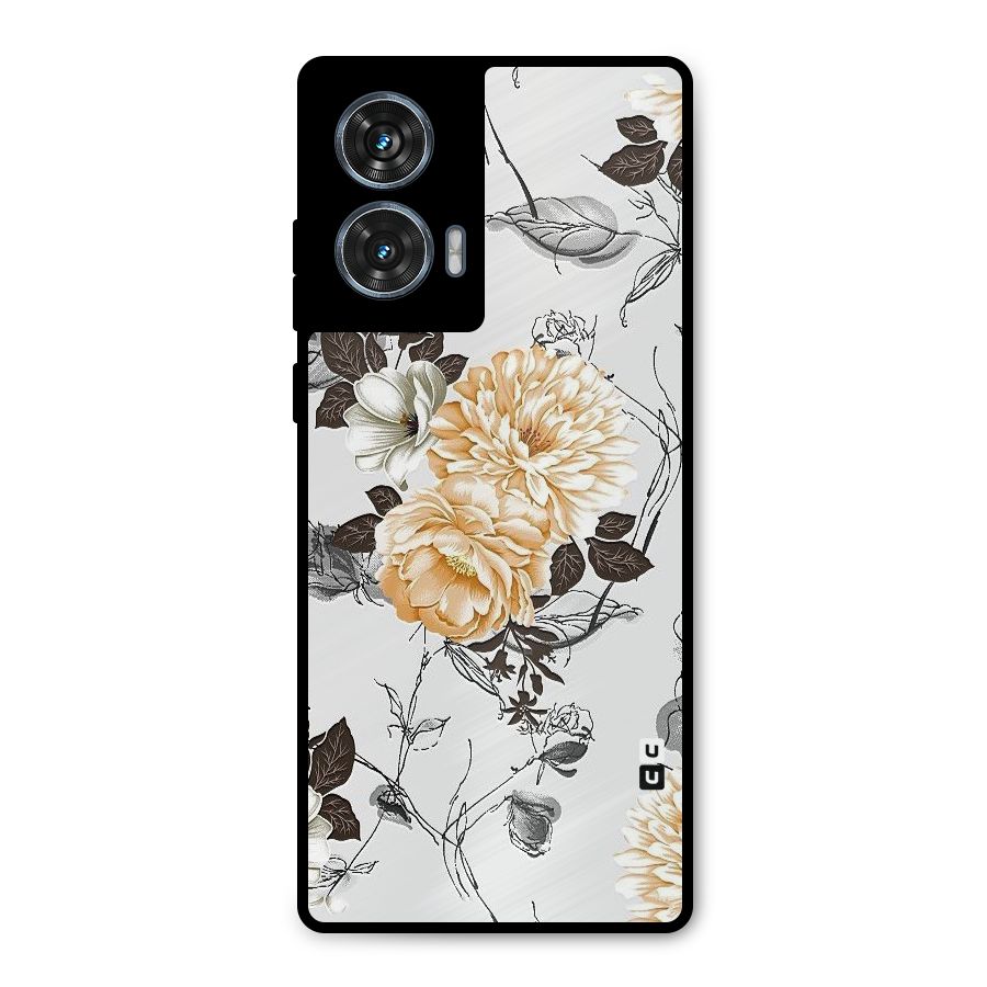 Yellow Floral Metal Back Case for Motorola Edge 50 Fusion