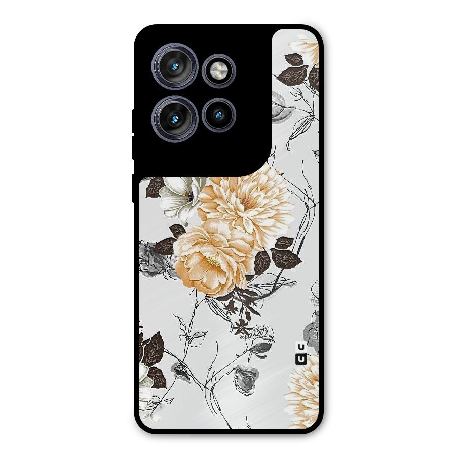 Yellow Floral Metal Back Case for Motorola Edge 50 Neo