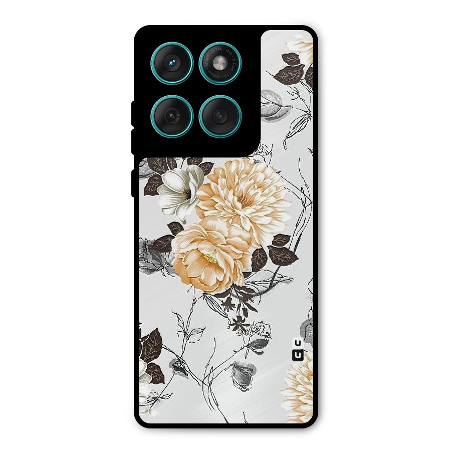 Yellow Floral Metal Back Case for Motorola Edge 60