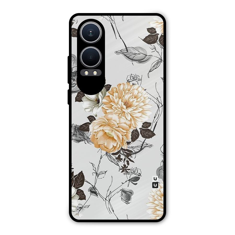 Yellow Floral Metal Back Case for OnePlus Nord CE4 Lite