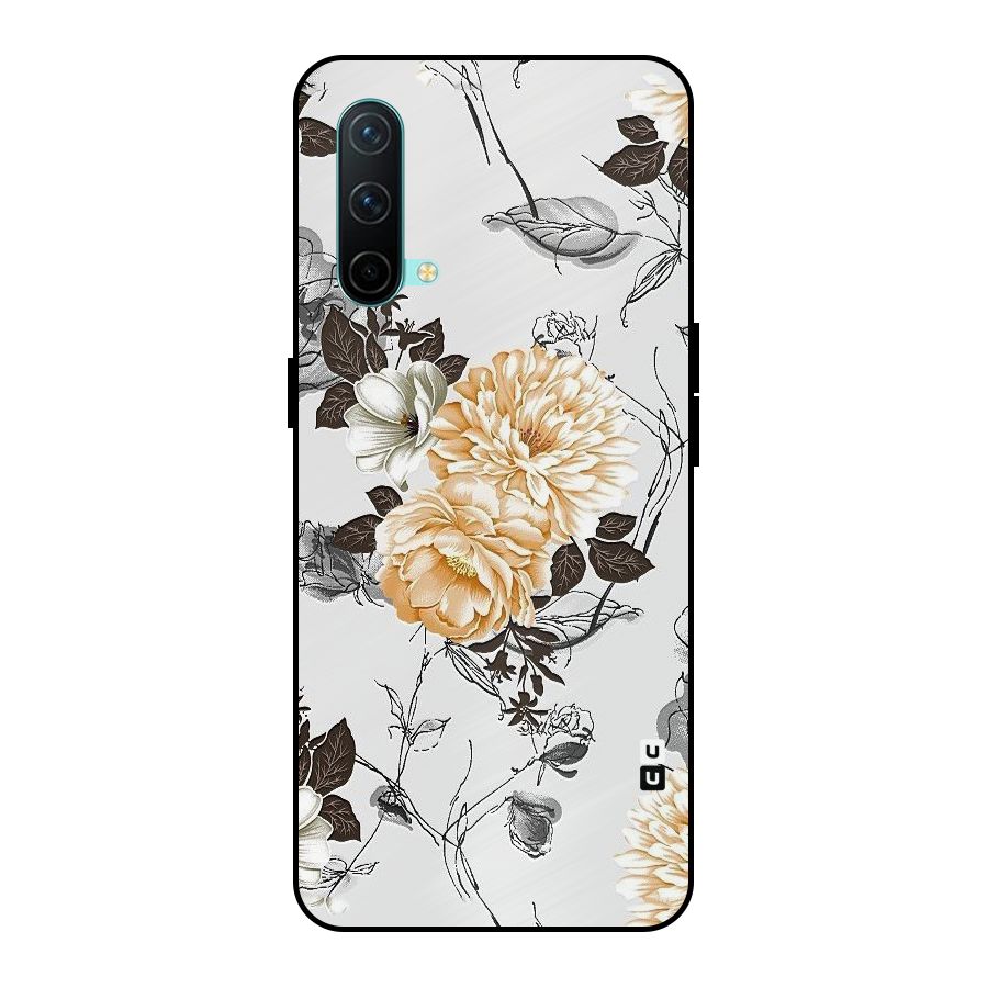 Yellow Floral Metal Back Case for OnePlus Nord CE 5G