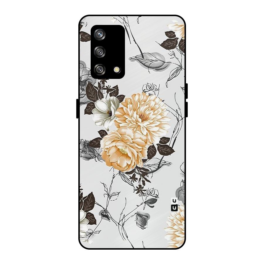 Yellow Floral Metal Back Case for Oppo F19